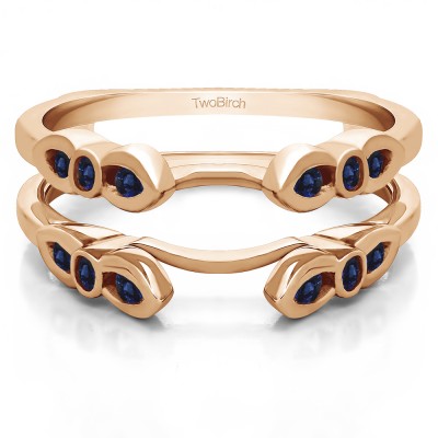 0.08 Ct. Sapphire Bezel Cathedral Wedding Ring Guard in Rose Gold