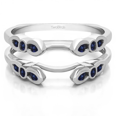 0.08 Ct. Sapphire Bezel Cathedral Wedding Ring Guard