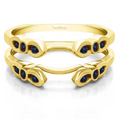 0.08 Ct. Sapphire Bezel Cathedral Wedding Ring Guard in Yellow Gold