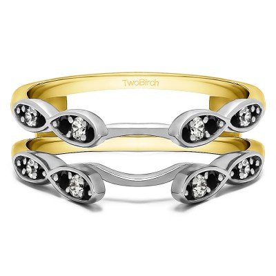 0.32 Ct. Shared Prong Cathedral Infinity Ring Guard in Two Tone Gold