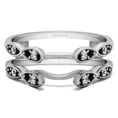 0.32 Ct. Black and White Stone Shared Prong Cathedral Infinity Ring Guard