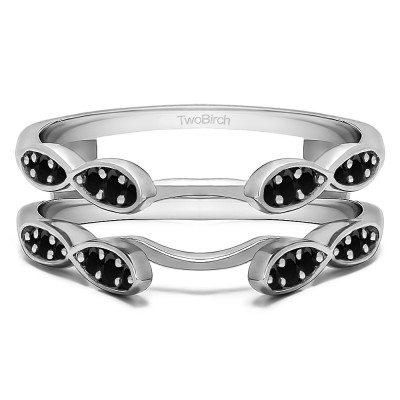 0.32 Ct. Black Stone Shared Prong Cathedral Infinity Ring Guard