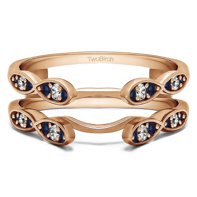 0.32 Ct. Sapphire and Diamond Shared Prong Cathedral Infinity Ring Guard in Rose Gold