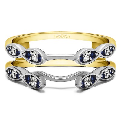 0.32 Ct. Shared Prong Cathedral Infinity Ring Guard in Two Tone Gold