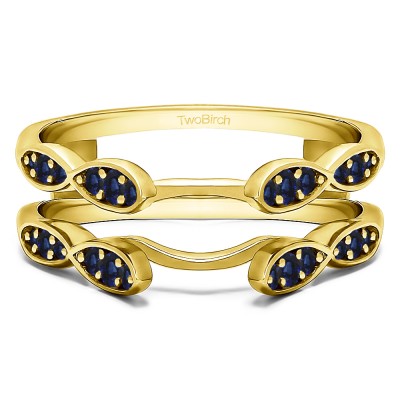 0.32 Ct. Sapphire Shared Prong Cathedral Infinity Ring Guard in Yellow Gold