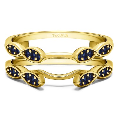 0.32 Ct. Sapphire Shared Prong Cathedral Infinity Ring Guard in Yellow Gold