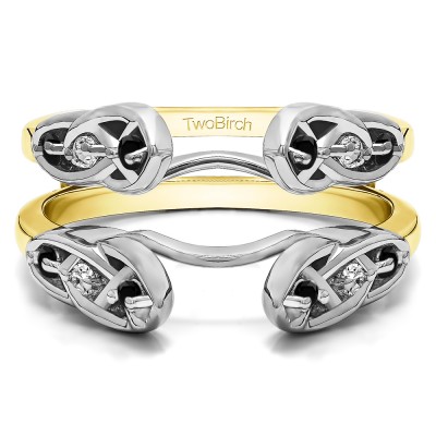 0.24 Ct. Infinity Cathedral Celtic ring guard in Two Tone Gold