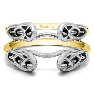 0.24 Ct. Infinity Cathedral Celtic ring guard in Two Tone Gold