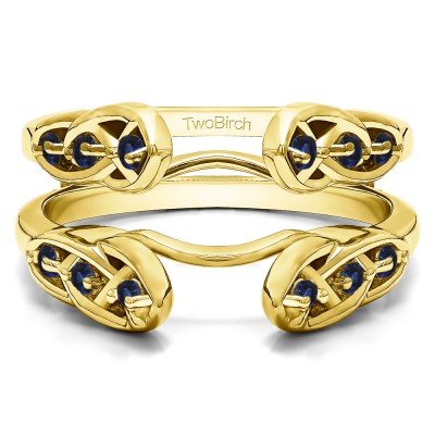 0.24 Ct. Sapphire Infinity Cathedral Celtic ring guard in Yellow Gold