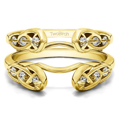 0.24 Ct. Infinity Cathedral Celtic ring guard in Yellow Gold