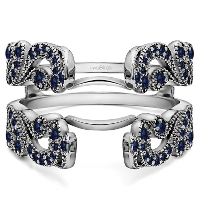 .50 Ct. Sapphire Wide Vintage Filigree Millgrained Ring Guard