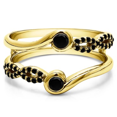0.34 Ct. Black Stone Infinity Bypass Ring Guard Enhancer in Yellow Gold