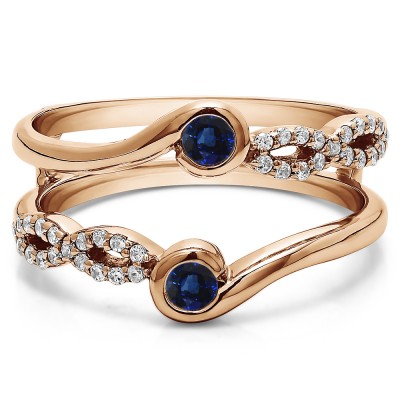 0.34 Ct. Sapphire and Diamond Infinity Bypass Ring Guard Enhancer in Rose Gold