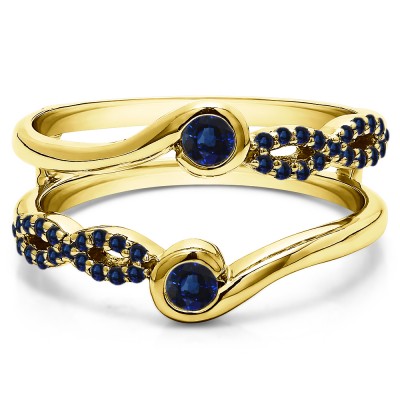0.34 Ct. Sapphire Infinity Bypass Ring Guard Enhancer in Yellow Gold