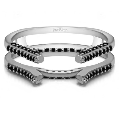 0.42 Ct. Black Stone Millgrained Cathedral ring guard