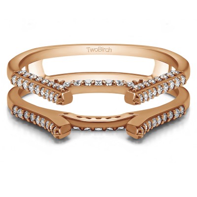 0.42 Ct. Millgrained Cathedral ring guard in Rose Gold