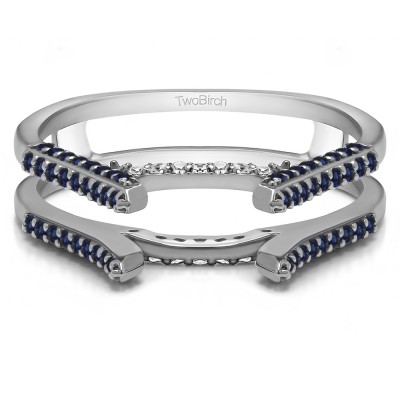 0.42 Ct. Sapphire and Diamond Millgrained Cathedral ring guard