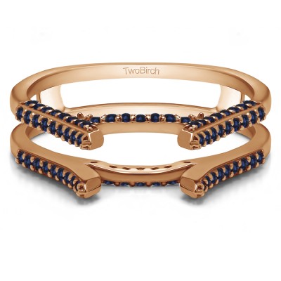 0.42 Ct. Sapphire Millgrained Cathedral ring guard in Rose Gold