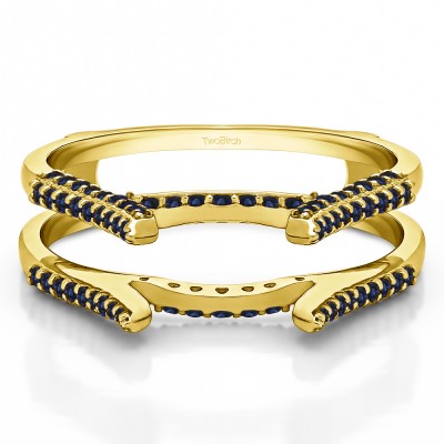 0.42 Ct. Sapphire Millgrained Cathedral ring guard in Yellow Gold