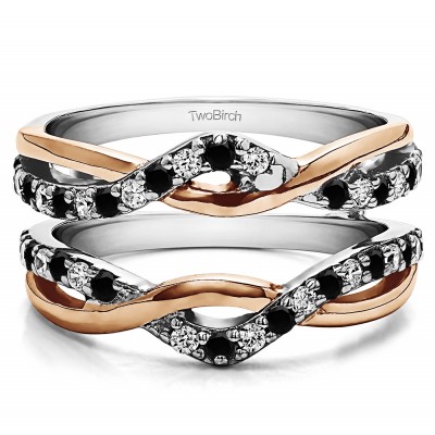 0.24 Ct. Criss Cross Infinity Ring Guard Enhancer in Two Tone Gold