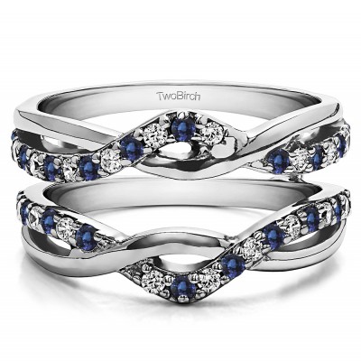 0.57 Ct. Sapphire and Diamond Criss Cross Infinity Ring Guard Enhancer