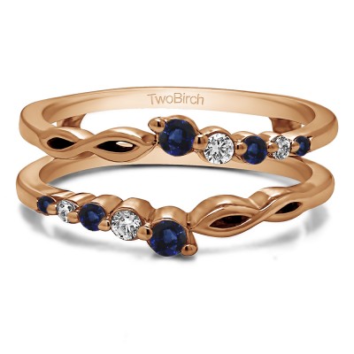 0.25 Ct. Sapphire and Diamond Graduated Infinity Ring Guard in Rose Gold