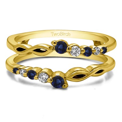 0.25 Ct. Sapphire and Diamond Graduated Infinity Ring Guard in Yellow Gold