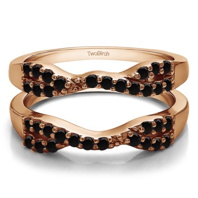 0.51 Ct. Black Stone Infinity Cross Ring Guard in Rose Gold