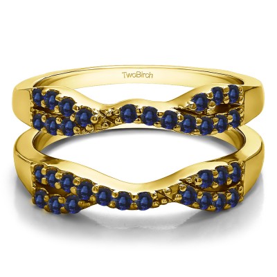 0.51 Ct. Sapphire Infinity Cross Ring Guard in Yellow Gold