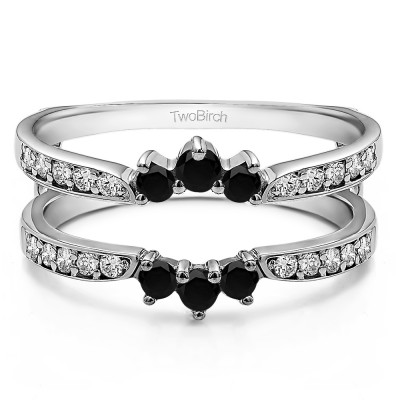 0.56 Ct. Black and White Stone Crown Inspired Half Halo Ring Guard