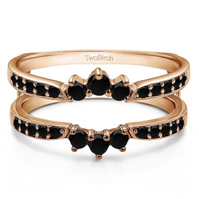 0.56 Ct. Black Stone Crown Inspired Half Halo Ring Guard in Rose Gold