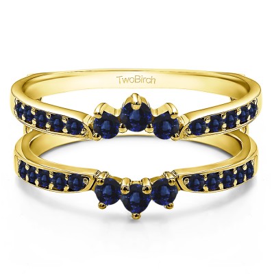 0.56 Ct. Sapphire Crown Inspired Half Halo Ring Guard in Yellow Gold