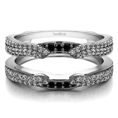 0.5 Ct. Black and White Stone Double Row Cathedral Ring Guard Enhancer