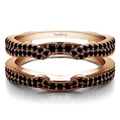 0.5 Ct. Black Stone Double Row Cathedral Ring Guard Enhancer in Rose Gold