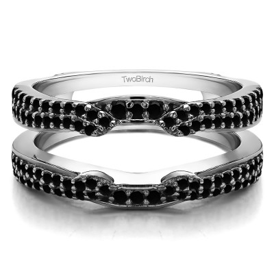0.5 Ct. Black Stone Double Row Cathedral Ring Guard Enhancer