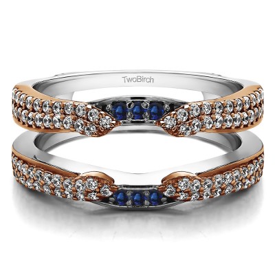 0.5 Ct. Double Row Cathedral Ring Guard Enhancer in Two Tone Gold