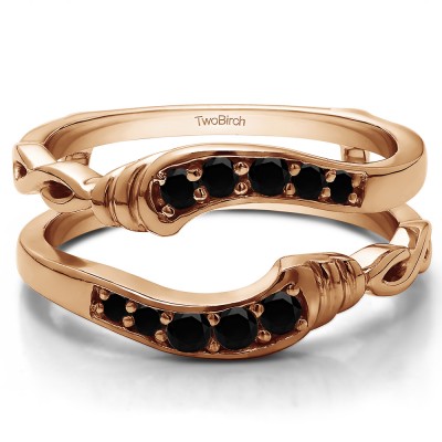 0.22 Ct. Black Stone Infinity Bypass Ring Guard in Rose Gold