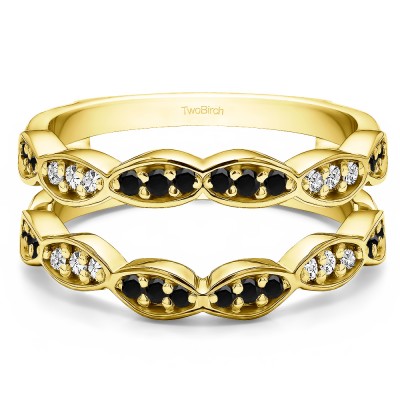 0.3 Ct. Black and White Stone Vintage Stacking Guard Enhancer in Yellow Gold