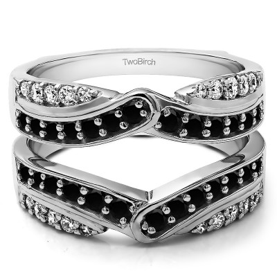 3/4 Ct. Black and White Stone Infinity Bypass Engagement Ring Guard