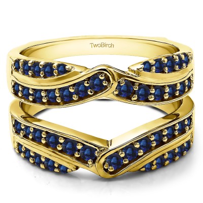 3/4 Ct. Sapphire Infinity Bypass Engagement Ring Guard in Yellow Gold