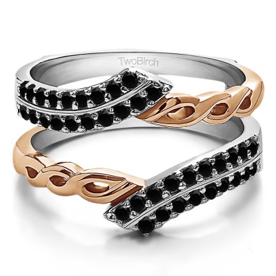 0.38 Ct. Double Row Bypass Infinity ring guard in Two Tone Gold