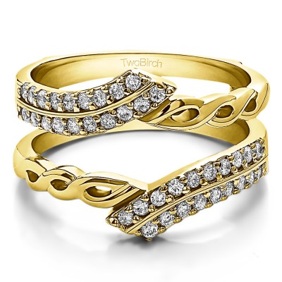 0.38 Ct. Double Row Bypass Infinity ring guard in Yellow Gold
