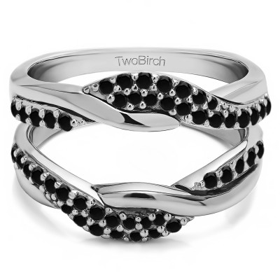 0.54 Ct. Black Stone Bypass Shared Prong Engagement ring guard