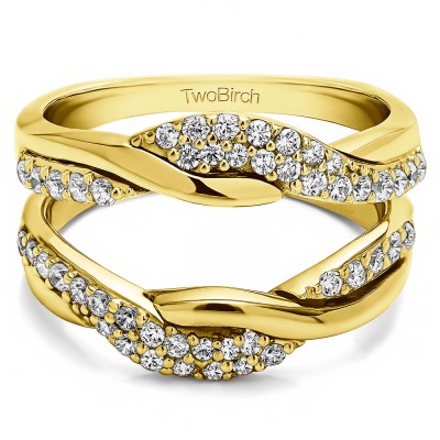 0.54 Ct. Bypass Shared Prong Engagement ring guard in Yellow Gold