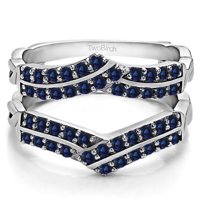 0.66 Ct. Sapphire Double Row Criss Cross Ring Guard Enhancer