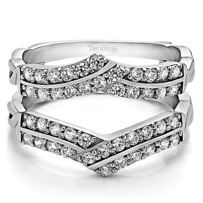 0.66 Ct. Double Row Criss Cross Ring Guard Enhancer