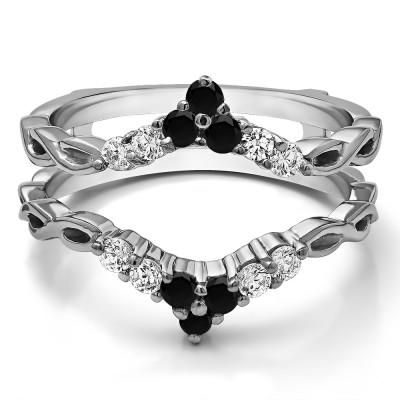 0.45 Ct. Black and White Stone Infinity Chevron Ring Guard Enhancer