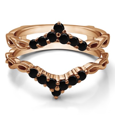 0.45 Ct. Black Stone Infinity Chevron Ring Guard Enhancer in Rose Gold