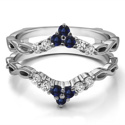 0.45 Ct. Sapphire and Diamond Infinity Chevron Ring Guard Enhancer
