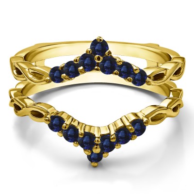 0.45 Ct. Sapphire Infinity Chevron Ring Guard Enhancer in Yellow Gold